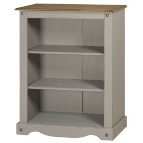 Corona Solid Pine Bookcase Small With 3 Shelf - Grey Wax  