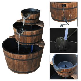3 Tier Barrel Feature Water Fountain - Wooden