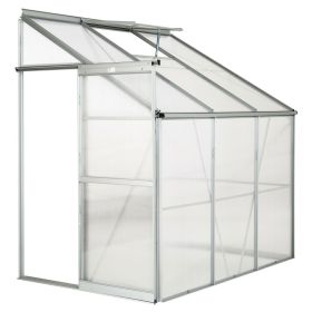 Polycarbonate Aluminium Lean Greenhouse With Foundation - 4.09m³ 