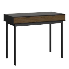Cavin Granulated Design 2 Drawer Desk - Black Brushed Espresso