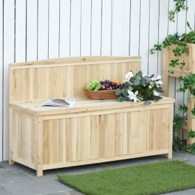 Garden Wood Bench With Storage Box - Natural