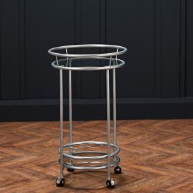 Collins Drinks Trolley With Glass Top - Silver