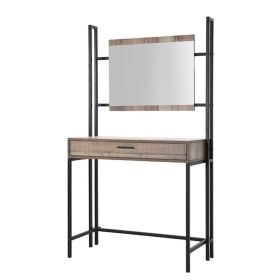 Hoxton Industrial Chic Style Dressing Table with Mirror - Wood Effect