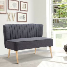 High Back Wood Frame 2 Seater Sofa with Soft Padding, Grey and Dark Grey