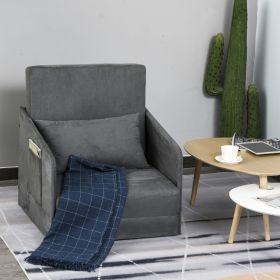 Floor Sleeper Single Armchair Sofabed With Pillow - Grey