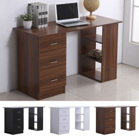 Modern Computer Desk With 3 Shelf & Drawers - 3 Colours