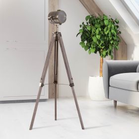 Industrial Style Solid Pine Legs Floor Lamp - Copper Finish