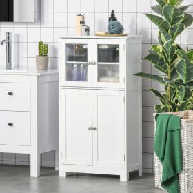 Bathroom Floor Cabinet Storage Unit With Doors & Adjustable Shelf - White