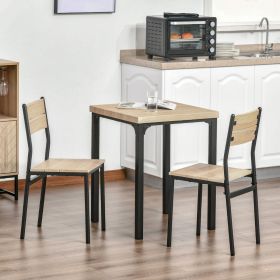 Compact and Stylish Metal Legs 3 Pcs Dining Table Set - Light Wood Grain