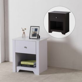 Solid Wood 1 Drawer Bedside Table - 2 Colour