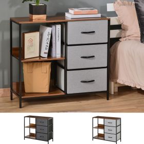 Linen Touch Fabric 3 Drawer Chest with 2 Shelves - 2 Colours