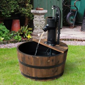 Garden Wooden Barrel Design Water Pump Fountain With Electric Tap