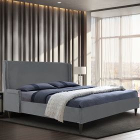 Shanaya Plush Velvet Fabric Beds Grey - 5 Sizes