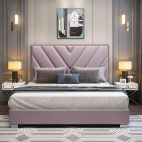 Deana Plush Velvet Fabric Bed, Pink Colour - 5 Sizes