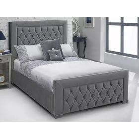 Lioti Plush Velvet Fabric Bed, Grey Colour - 5 Sizes