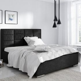 Bulia Plush Velvet Fabric Bed, Black Colour - 5 Sizes