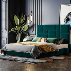 Conmo Plush Velvet Fabric Bed, Green Colour - 5 Sizes