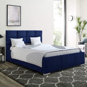Gerali Plush Velvet Fabric Bed, Blue Colour - 5 Sizes
