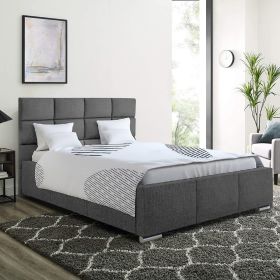 Gerali Plush Velvet Fabric Bed, Grey Colour - 5 Sizes