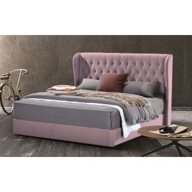 Mariappa Plush Velvet Fabric Bed, Pink Colour - 5 Sizes