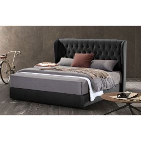 Mariappa Plush Velvet Fabric Bed, Black Colour - 5 Sizes