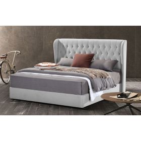 Mariappa Plush Velvet Fabric Bed, Silver Colour - 5 Sizes