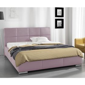 Simplier Plush Velvet Fabric Bed, Pink Colour - 5 Sizes