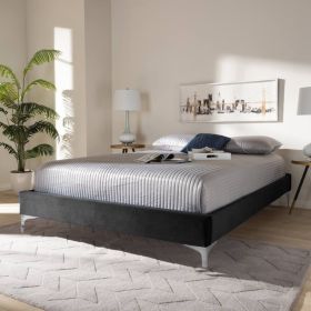 Americo Plush Velvet Fabric Bed, Black Colour - 5 Sizes
