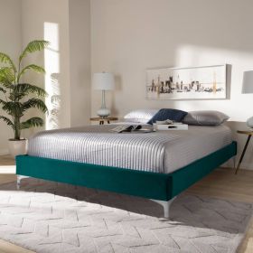 Americo Plush Velvet Fabric Bed, Green Colour - 5 Sizes