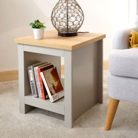 Lancaster Side Table With Shelf Grey