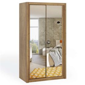 Bonito Sliding Door Wardrobe with Mirror - 120 Oak Artisan