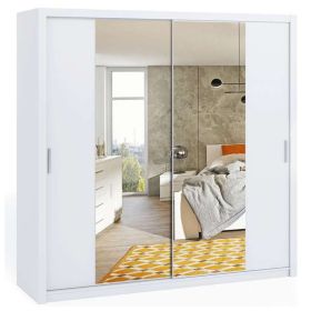 Bonito Sliding Door Wardrobe with Mirror - 220 White
