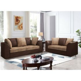 Wood Frame Jumbo Cord 2 or 3 Seater Sofa Set With Cushions - 2 Colours