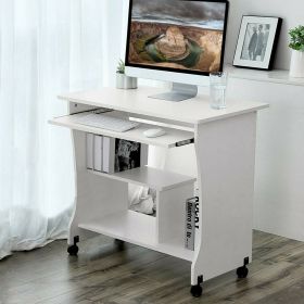 Simple Style Wooden Computer Desk - White, Black  