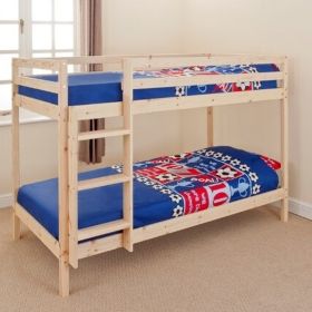 Kids Wooden Bunk Bed 2ft6 Shorty With 2 Mattresses - White or Natural Pine