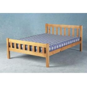 Classic Design Wood Frame 5ft Kingsize Bed with Mattress - Caramel