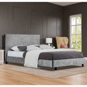 Modern Crushed Velvet Bed Frame With Mattress Options, 3 Sizes - 4 Colours