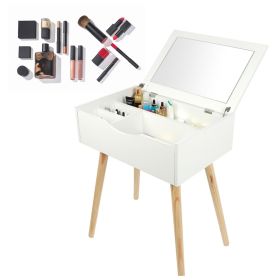Modern Makeup Desk Dressing Table with Mirror Jewelry Organizer - White