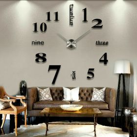 3D Effect Large Numerals Wall Clock Surface Mirror Sticker 