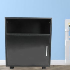 HIgh Quality MDF Wood Open compartment and 2 Cabinet Rolling File Cabinet - Black