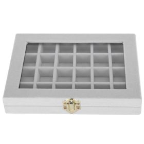 Simple Wooden Flannel Portable Jewellery Box - Grey