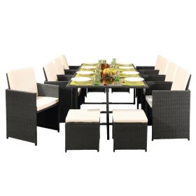 Outdoor 12 Seater Rattan Dining Table 8 Chairs, 4 Stools Set - 5 Colours