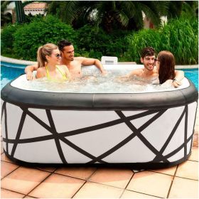 Portable Inflatable Square Hot Tub with Control Panel - White