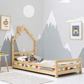 Juni Wooden Kids Bed With Little Chimney Mattress Options - Natural pine