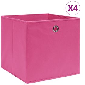 Storage Boxes 4 pcs Non-woven Fabric 28x28x28 cm Pink