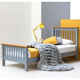 Peckmer Classic Design Grey Wooden Bed Frame Mattress Options - 3 Sizes
