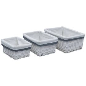 3 Piece Stackable Basket Set White Willow