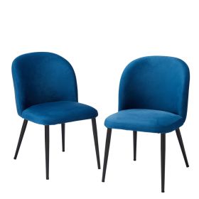 Zara Plush Velvet Fabric Upholstered Dining Chair Set of 2 - Blue