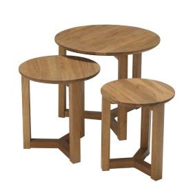Stow Modern Design Nest Of 3 Tables - Oak