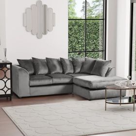 Blake Grey Plush Velvet Corner Sofa - Right and Left Arm